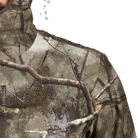 Куртка безшумна водонепроникна TREEMETIC 500 для полювання камуфляж