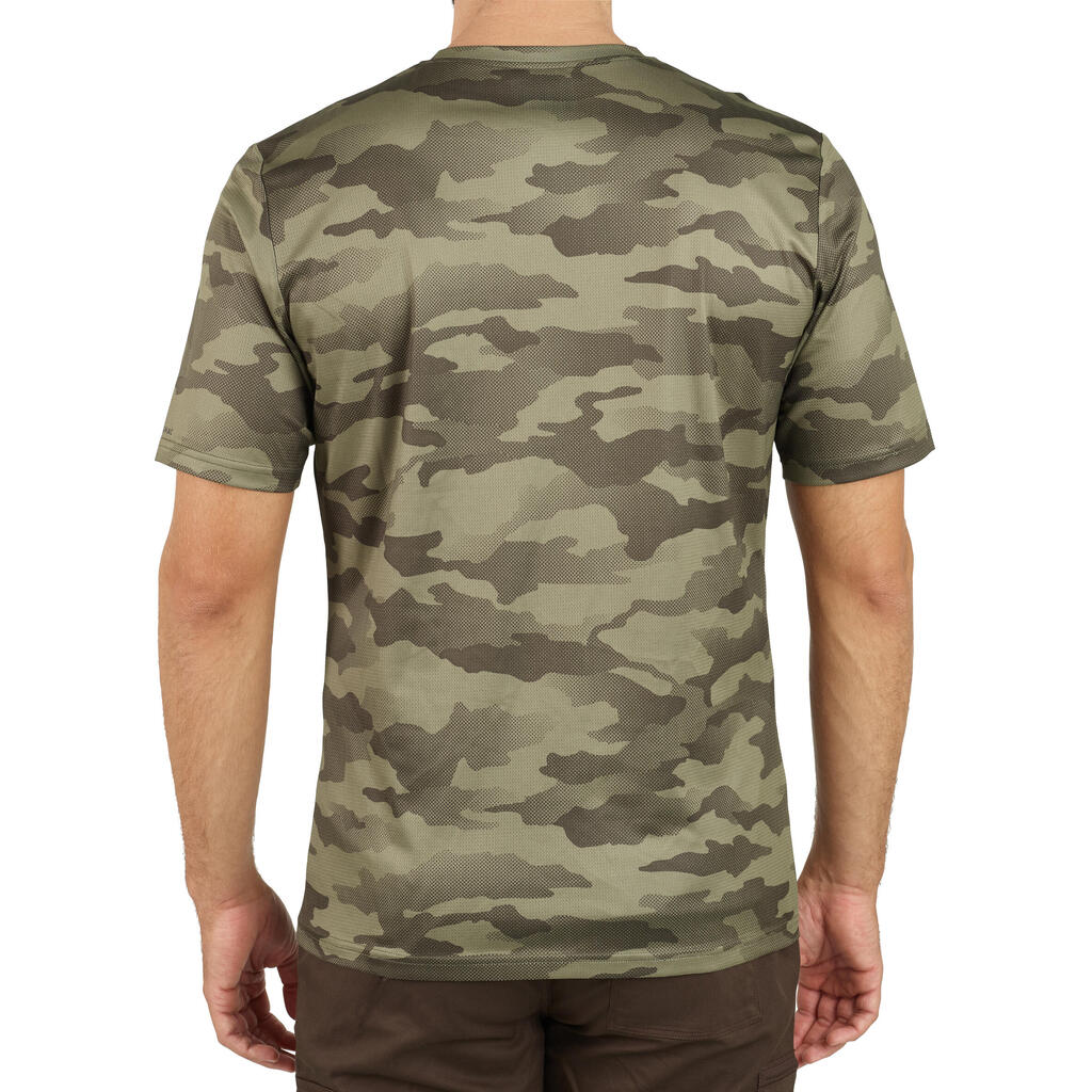 Short-sleeved hunting t-shirt 100 green camo