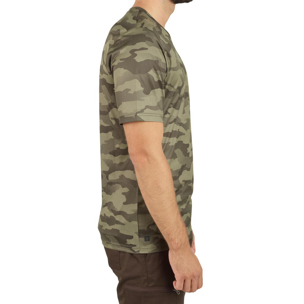 Short-sleeved hunting t-shirt 100 green camo