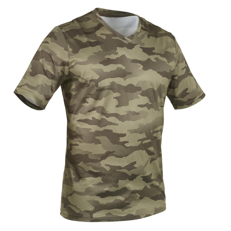 T-shirt Manches courtes respirant chasse homme -100 camouflage vert