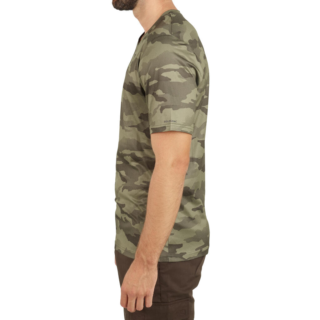 Short-sleeved hunting t-shirt 100 green camo