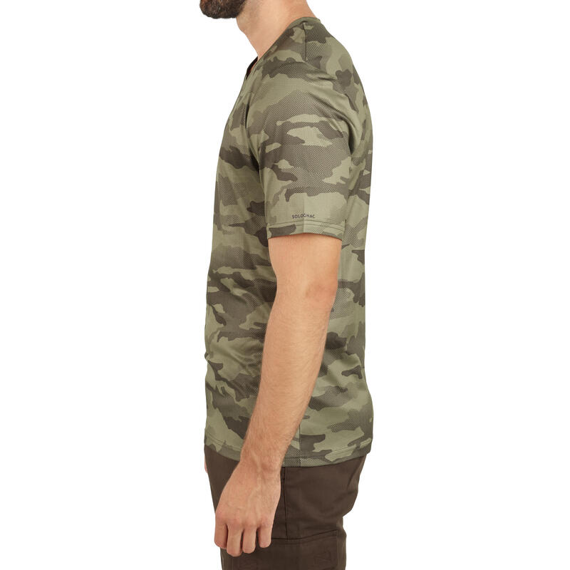 Ademend T-shirt voor de jacht 100 camouflage groen