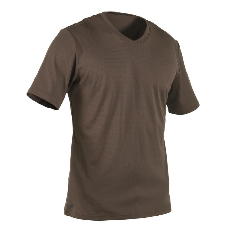 T-shirt Manches courtes respirant chasse homme 100 marron foncé