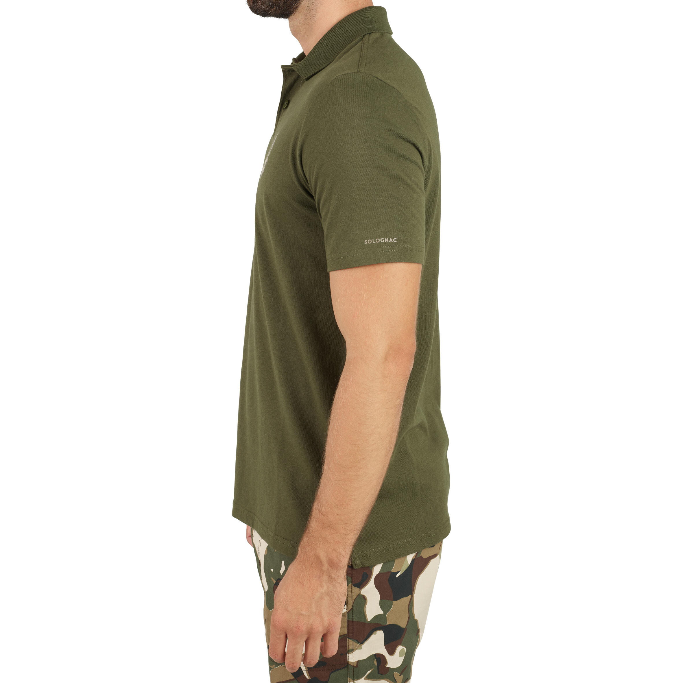 Men's Hunting Short-sleeved Breathable Cotton Polo Shirt - 100 wild boar green 4/8
