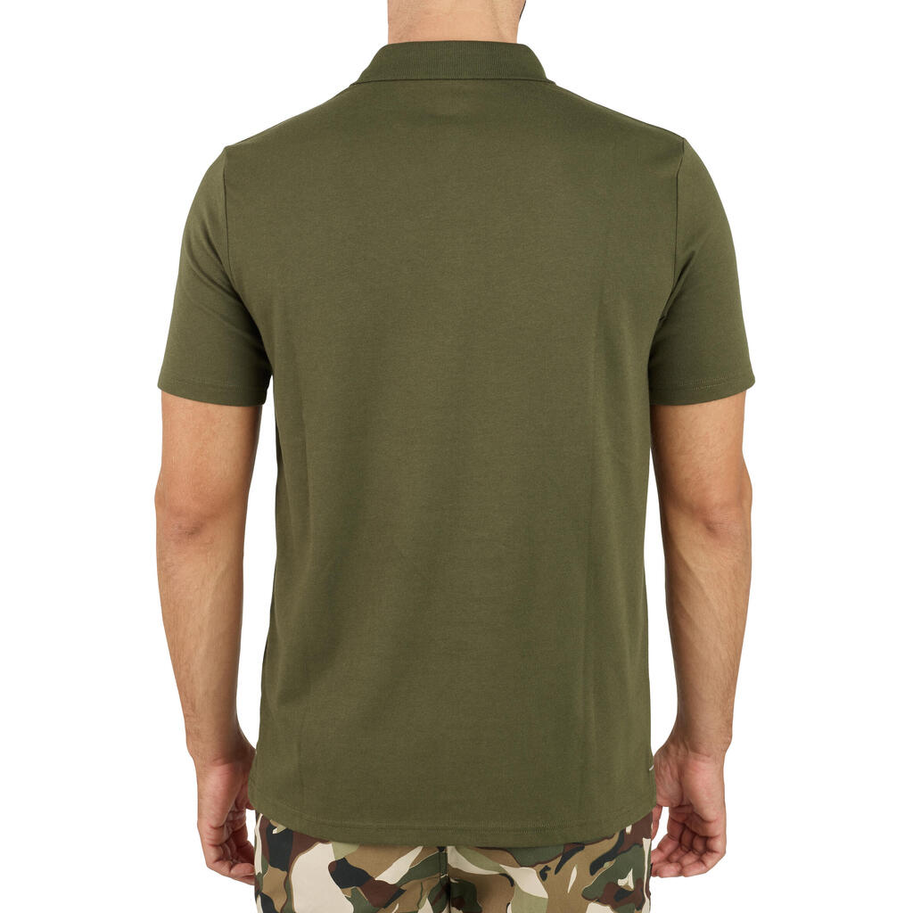 Men's Hunting Short-sleeved Breathable Cotton Polo Shirt - 100 wild boar green