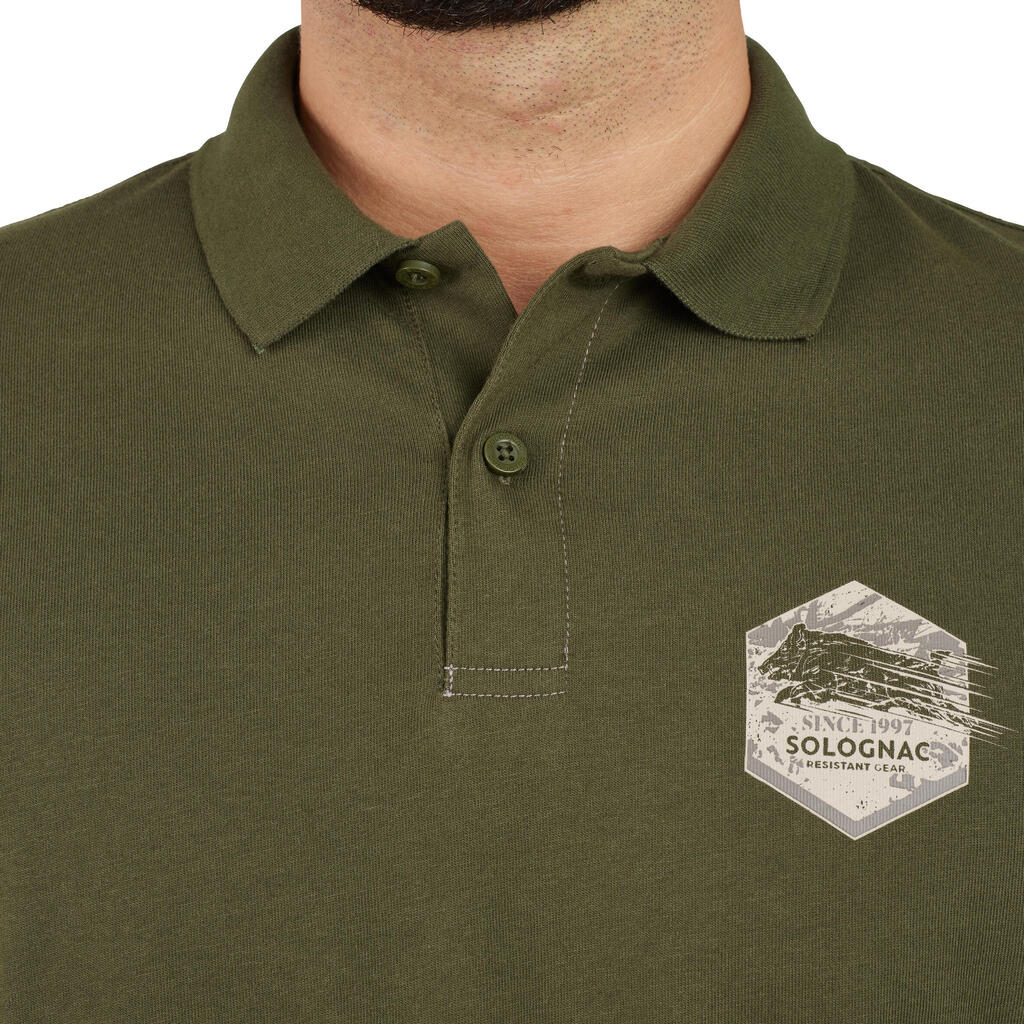 Men's Hunting Short-sleeved Breathable Cotton Polo Shirt - 100 wild boar green