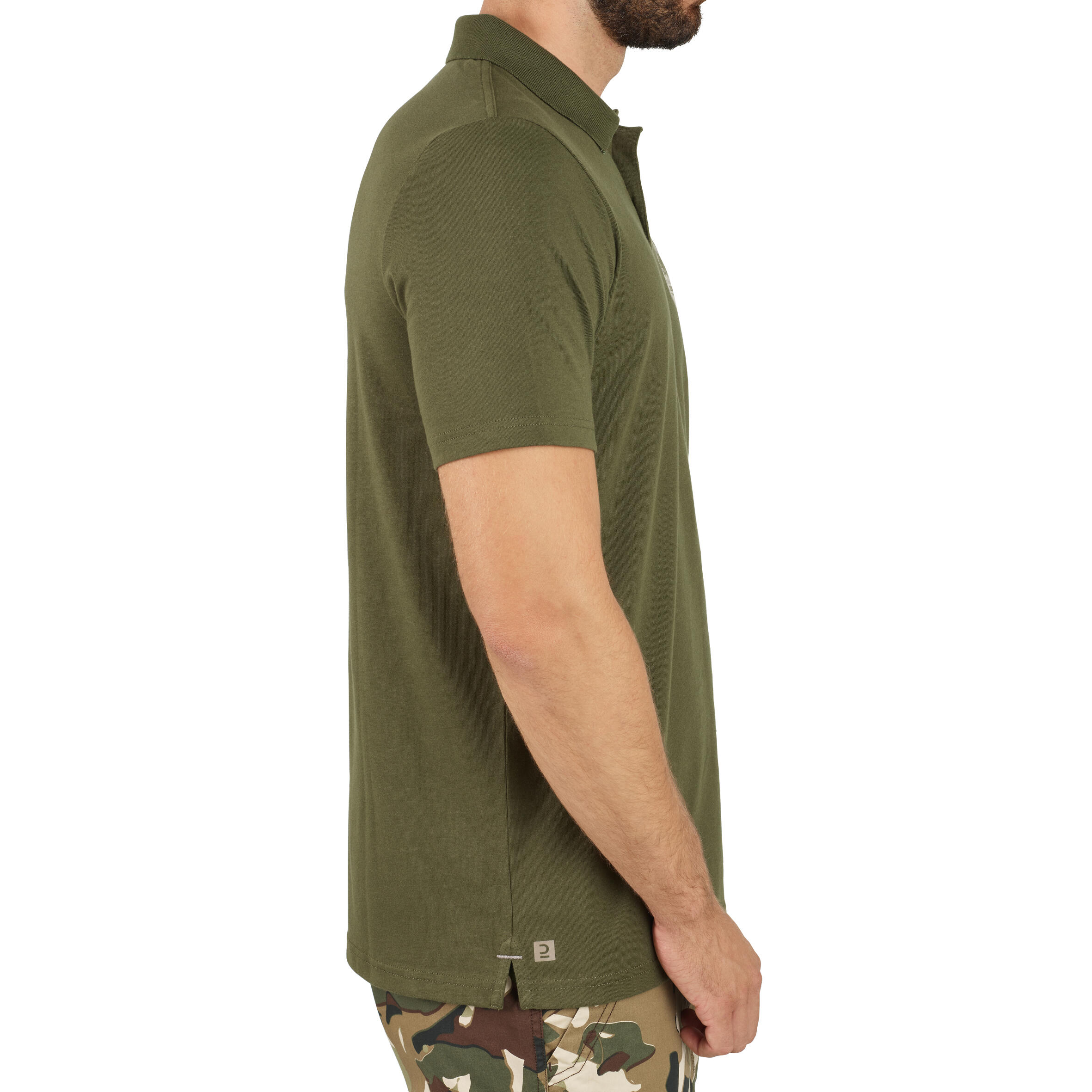 Men's Hunting Short-sleeved Breathable Cotton Polo Shirt - 100 wild boar green 3/8