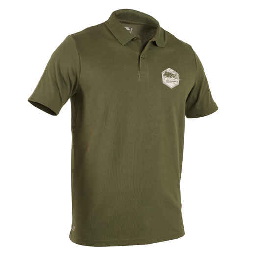 
      Men's Hunting Short-sleeved Breathable Cotton Polo Shirt - 100 wild boar green
  