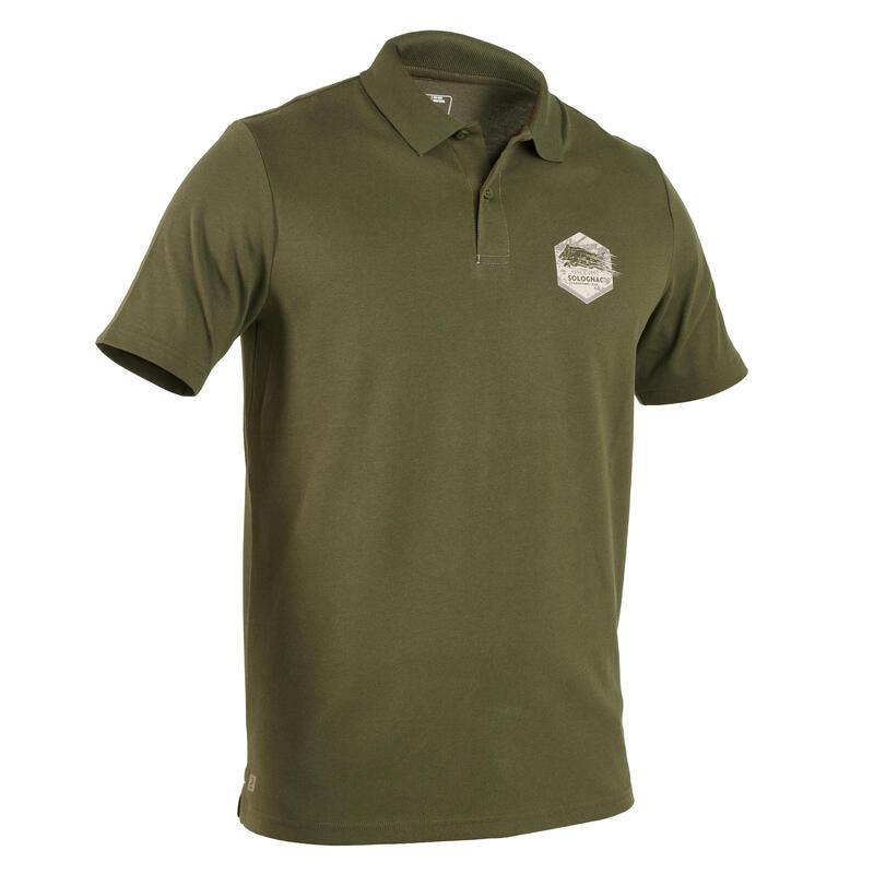 Men's Hunting Short-sleeved Breathable Cotton Polo Shirt - 100 wild boar green