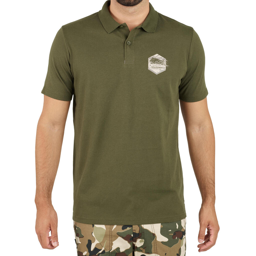 Men's Hunting Short-sleeved Breathable Cotton Polo Shirt - 100 wild boar green