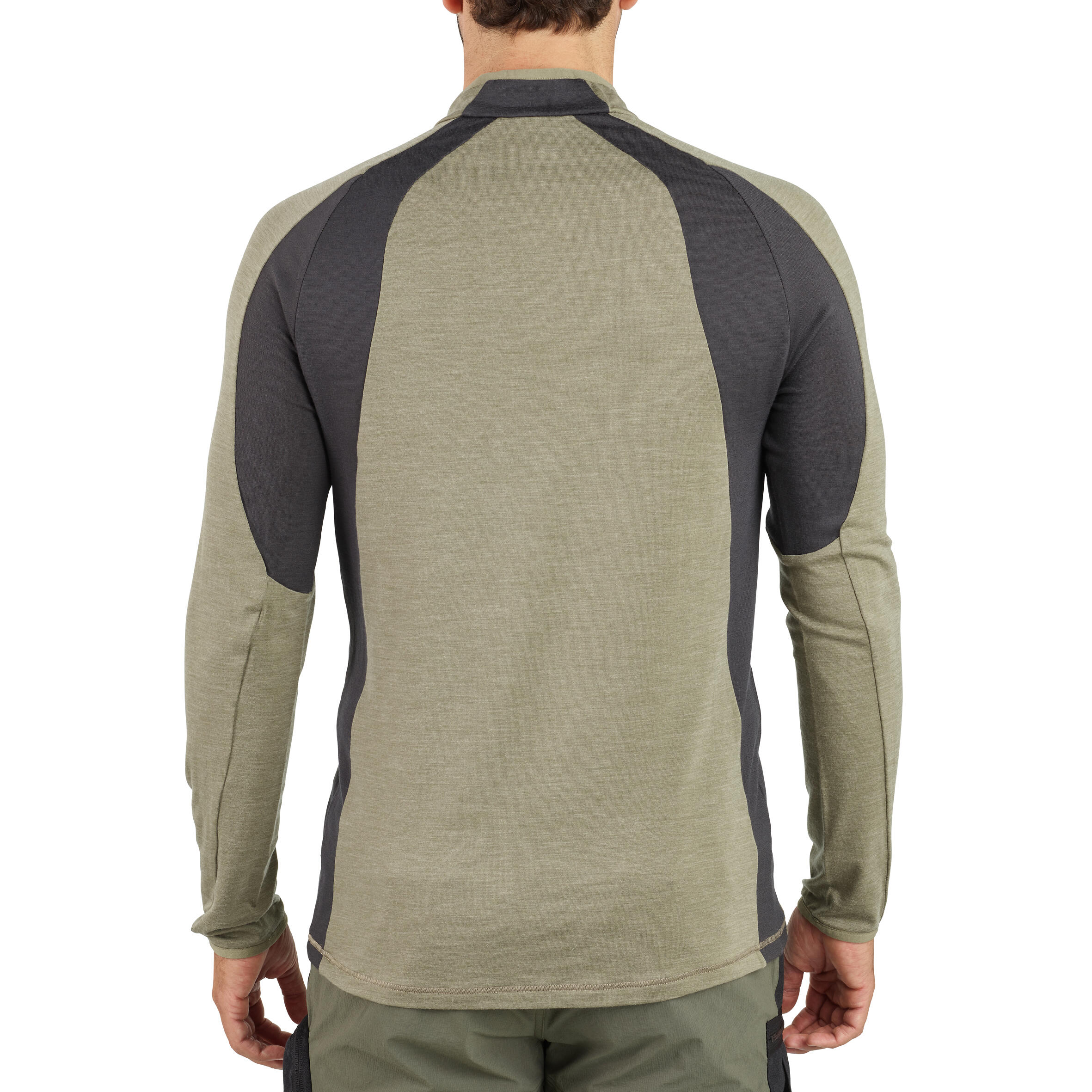 Camiseta Manga Larga Hombre Caza Solognac 900 Lana Transpirable Verde Claro 2/12