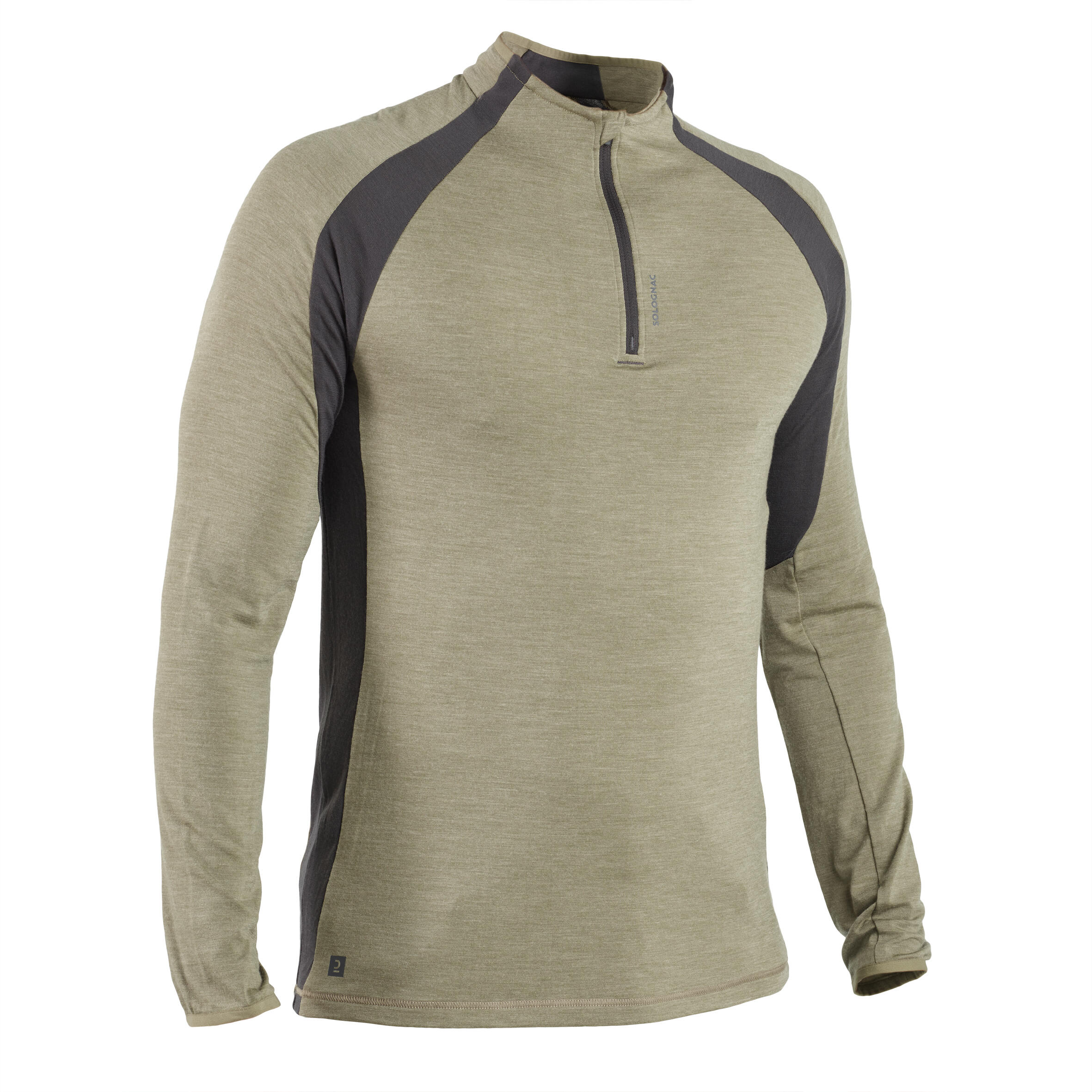 Camiseta Manga Larga Hombre Caza Solognac 900 Lana Transpirable Verde Claro 7/12