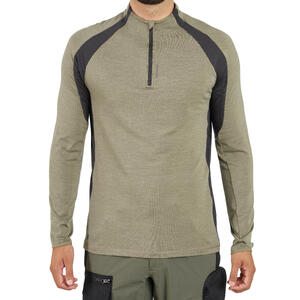 Camiseta Manga Larga Hombre Caza Solognac 900 Lana Transpirable Verde Claro
