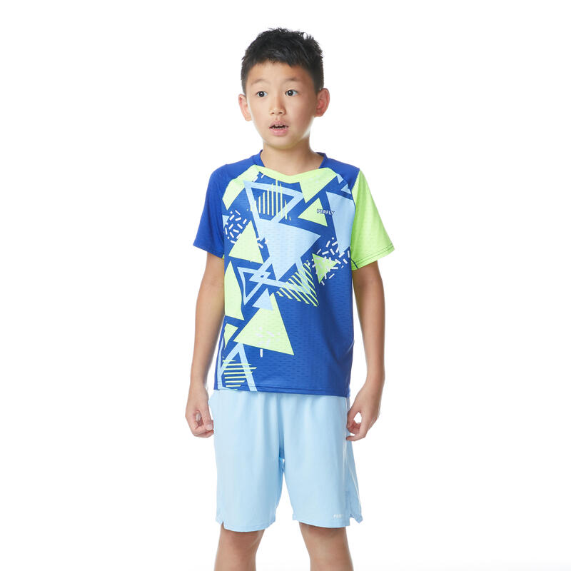 Camiseta de bádminton manga corta Niños Perfly 560 azul eléctrico