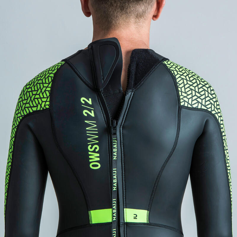 Erkek Neopren Wetsuit - Siyah/Yeşil - OWS 500 2/2