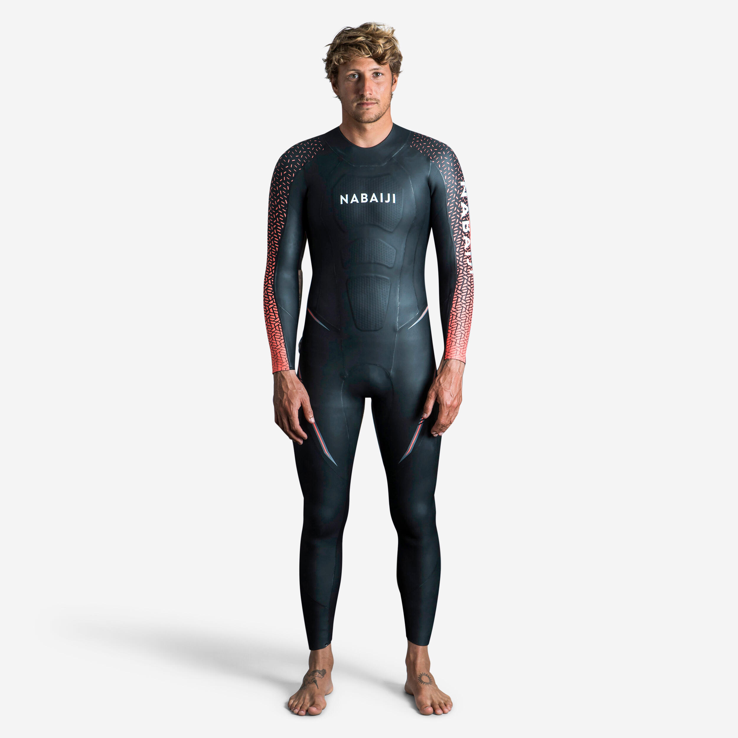 Nabaiji - Combinaison De Natation En Néoprène Ows 4/2 Mm Homme - Combinaison Néoprène - Natation - Noir-orange-rouge - 44l - Decathlon