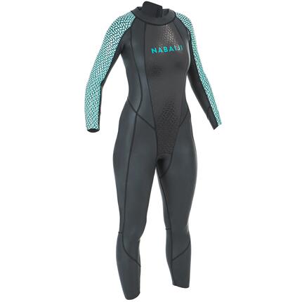 Schwimmanzug Neopren Damen Freiwasserschwimmen - OWS 500 2/2 mm schwarz/türkis