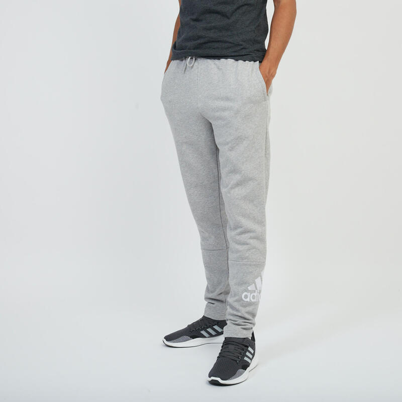 Pantaloni uomo fitness Adidas misto cotone grigi