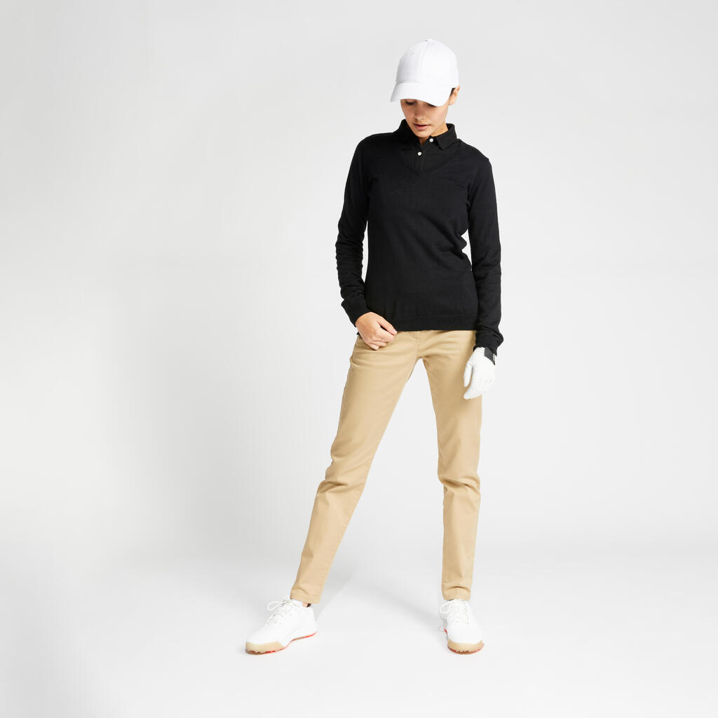 Women's Golf V-neck Pullover MW500 Black