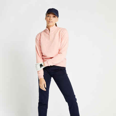 Rožnat ženski pulover za golf MW500 
