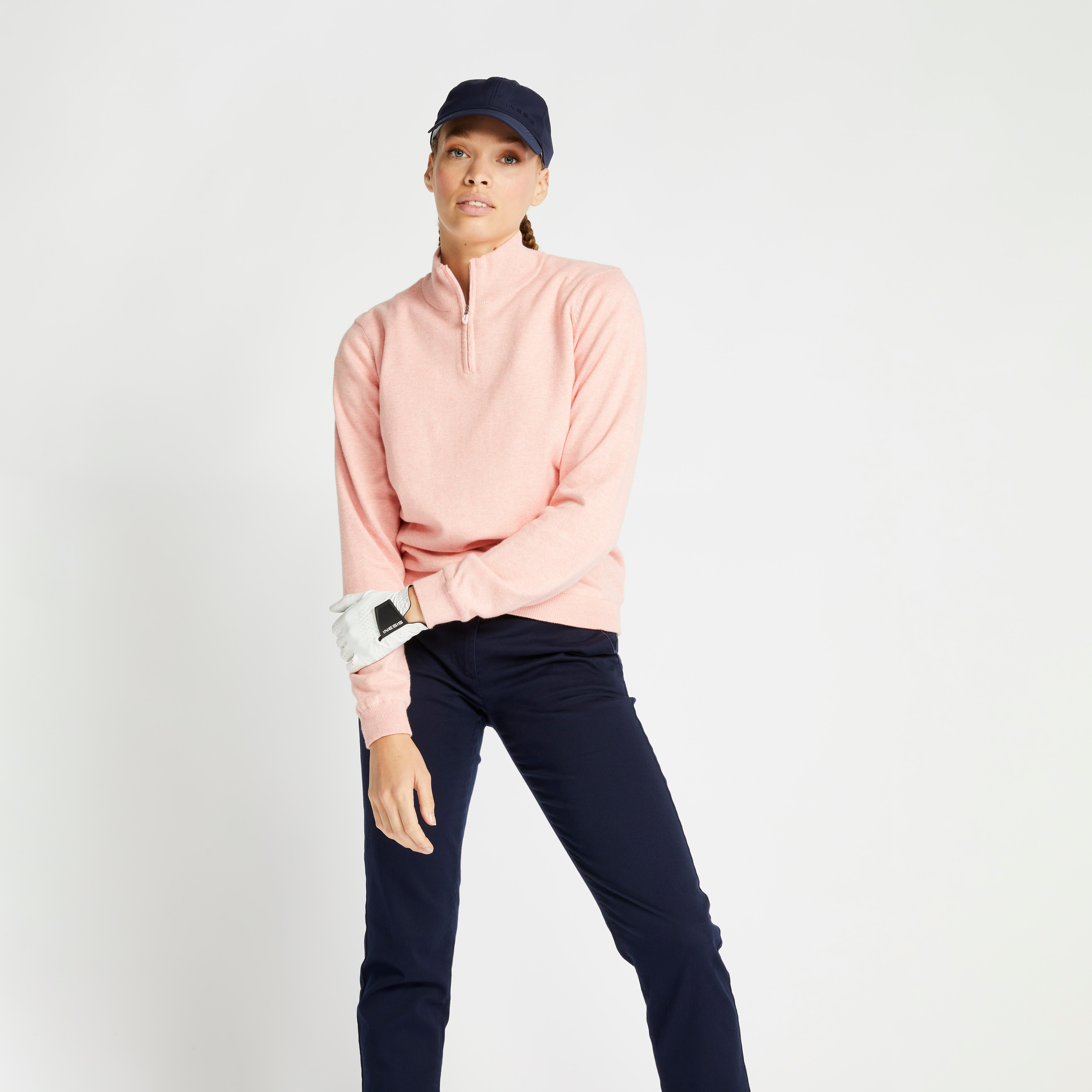 pull de golf coupe-vent femme mw500 rose - inesis