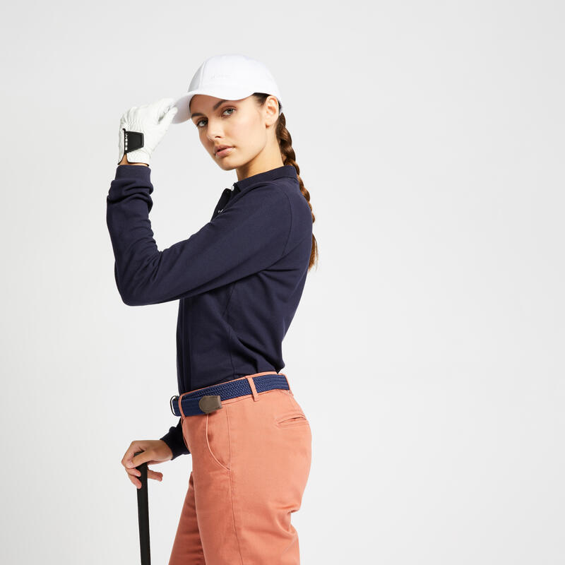 Women's Golf Long Sleeve Polo Shirt - Navy Blue