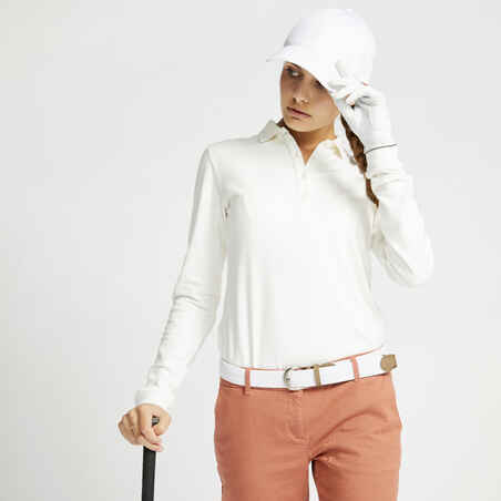 Women's golf polo long sleeves - MW500 ivory