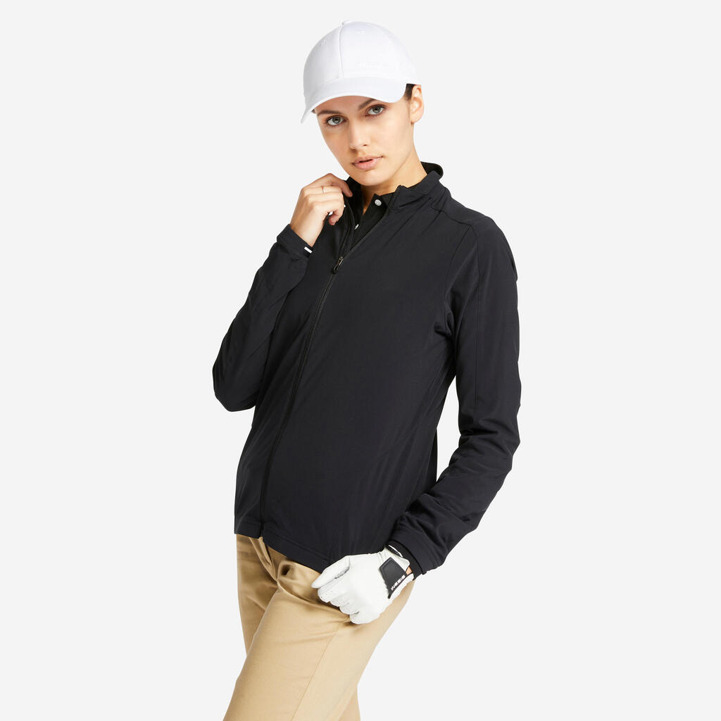 Črna ženska vetrovka za golf RW500