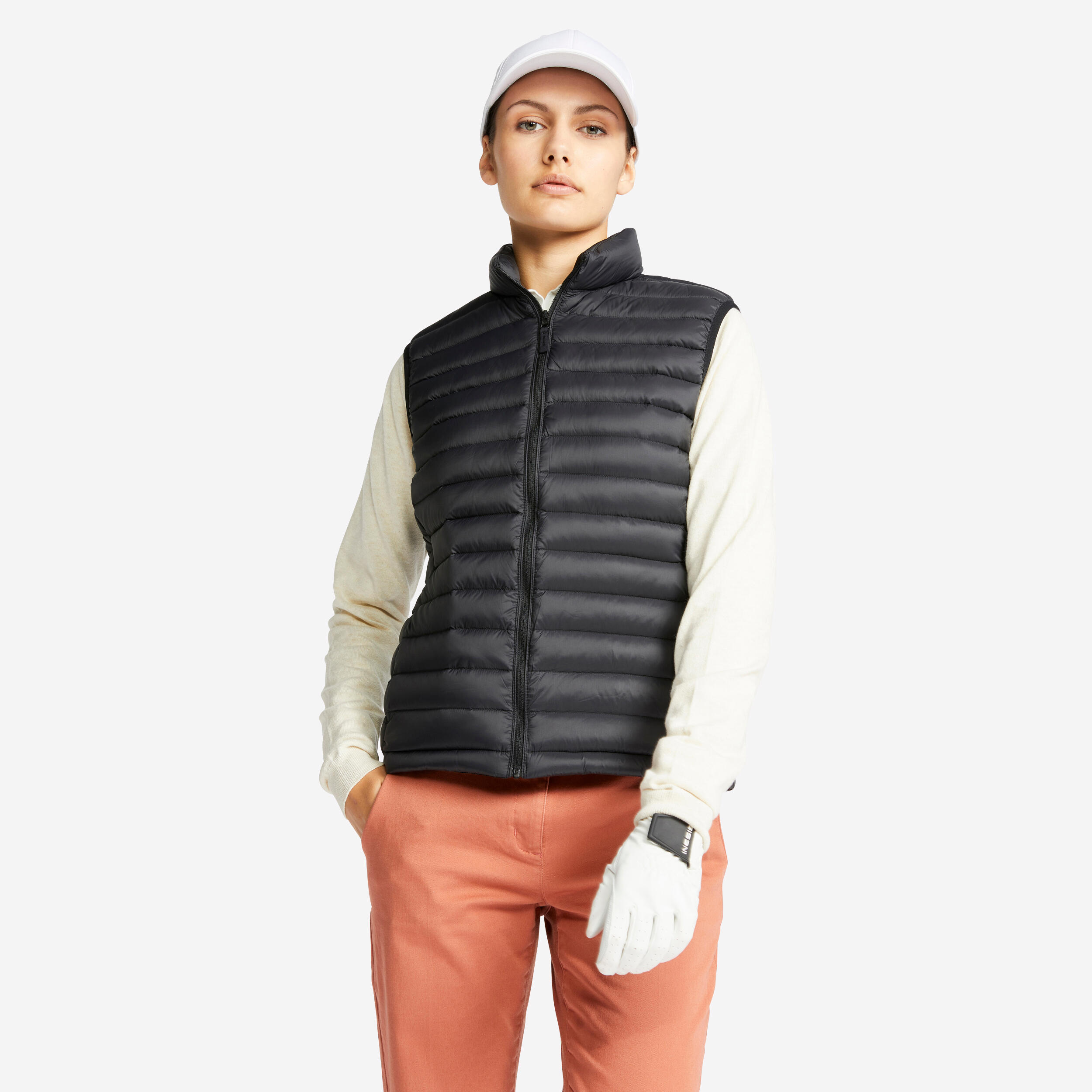 Women's sleeveless down golf jacket - MW500 black