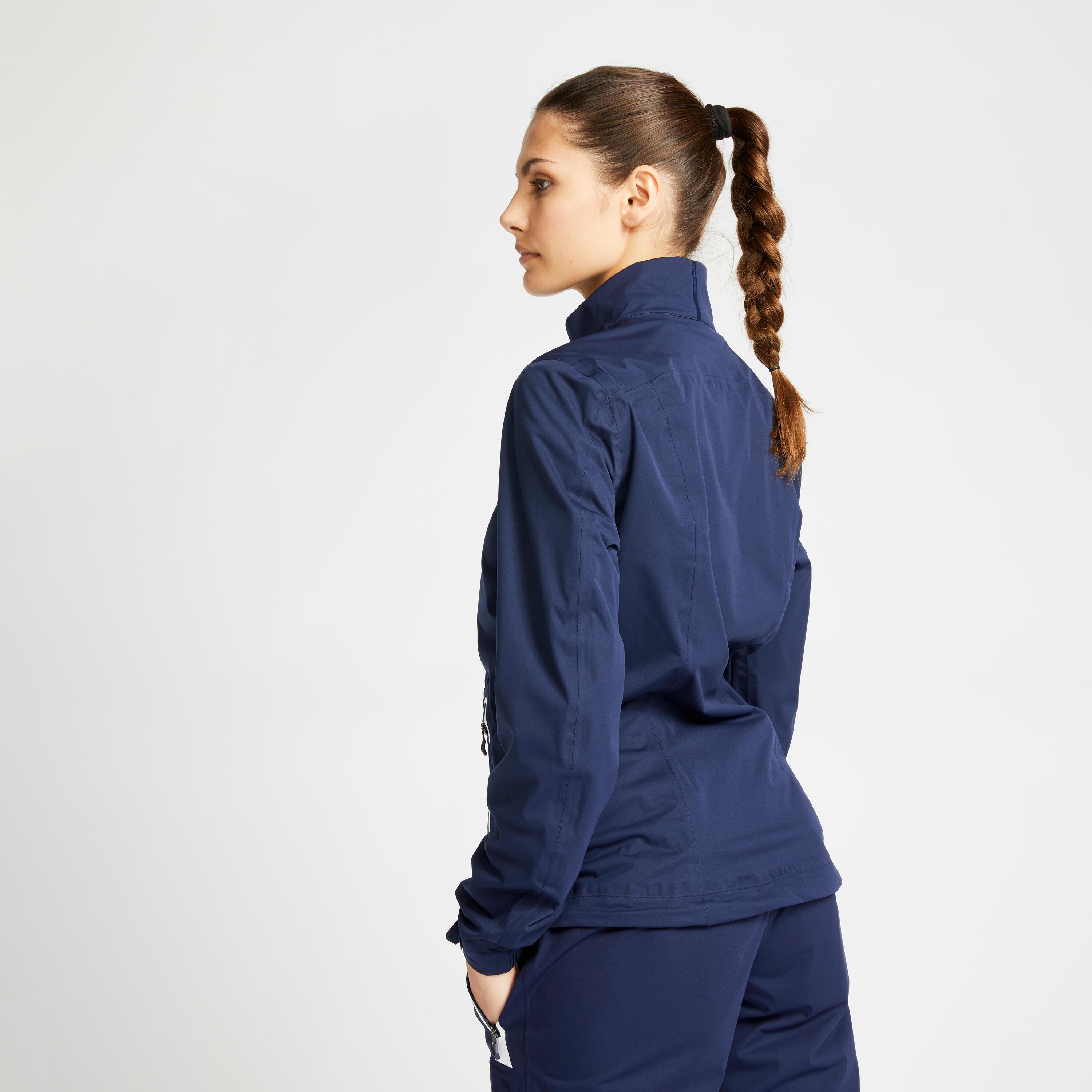 Women's golf waterproof rain jacket - RW500 navy blue 2/7