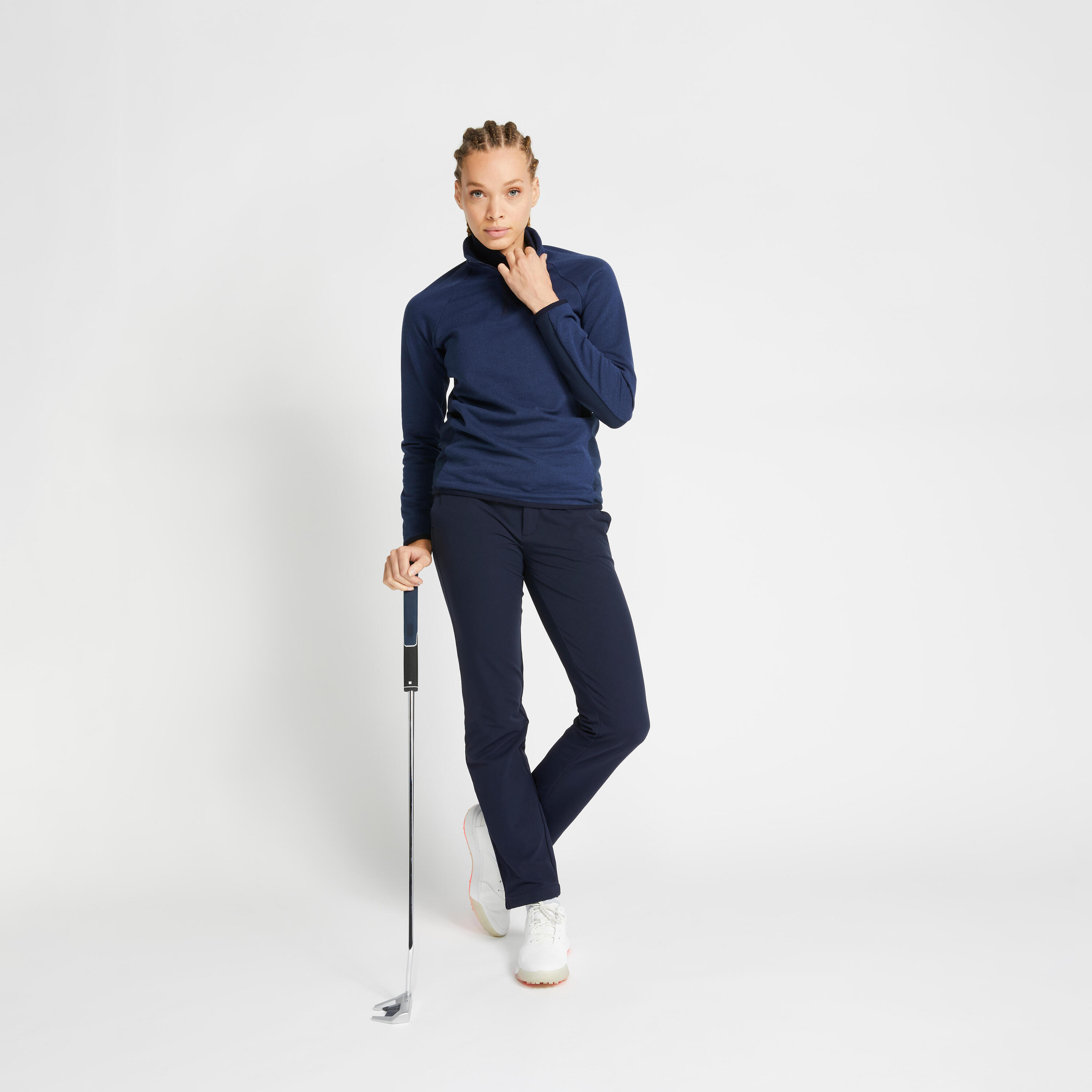 Women's golf fleece pullover CW500 navy blue 2/5