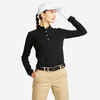 Women's golf long-sleeved polo shirt MW500 - Black