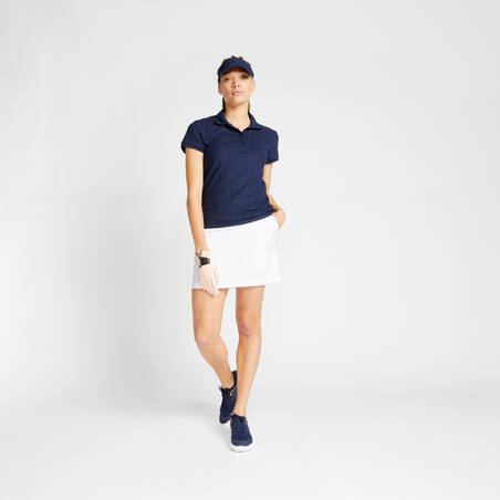 Kaos polo lengan pendek golf wanita WW500 navy blue