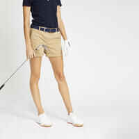 Women's golf cotton chino shorts - MW500 beige
