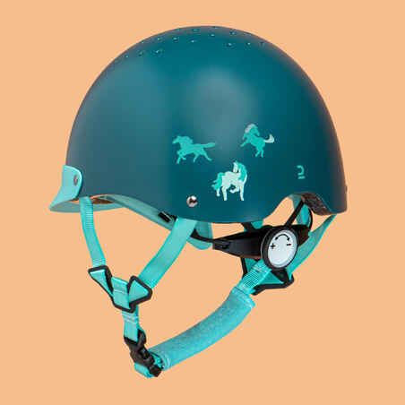 Kids' Horse Riding Helmet 100 - Green/Turquoise