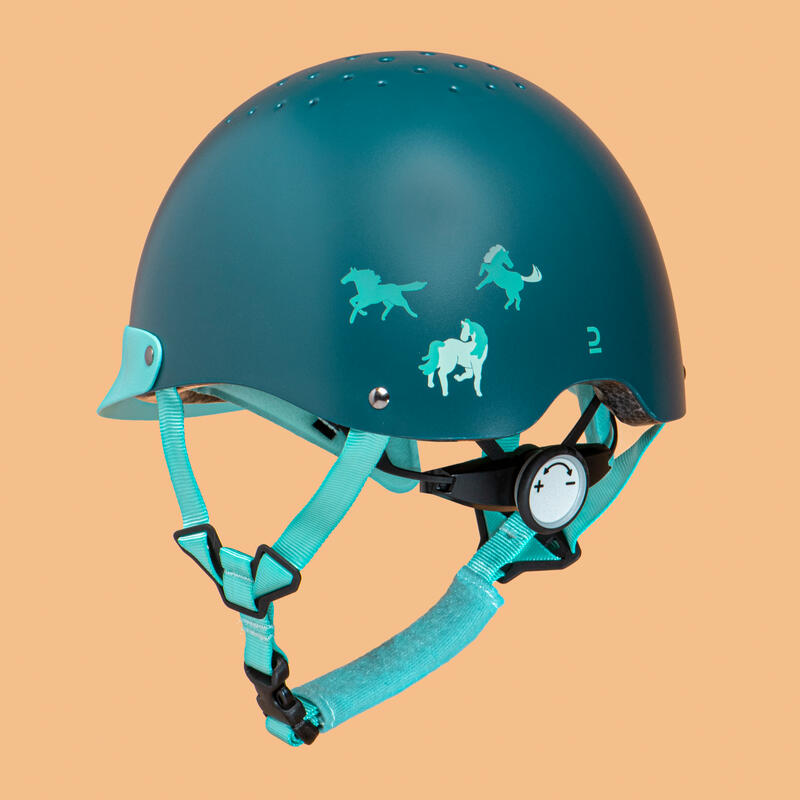 Casco Equitación 100 Niños Verde Turquesa