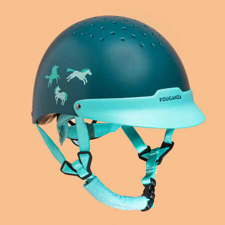 Casco de equitación para Niños - Fouganza 100 azul agua marina