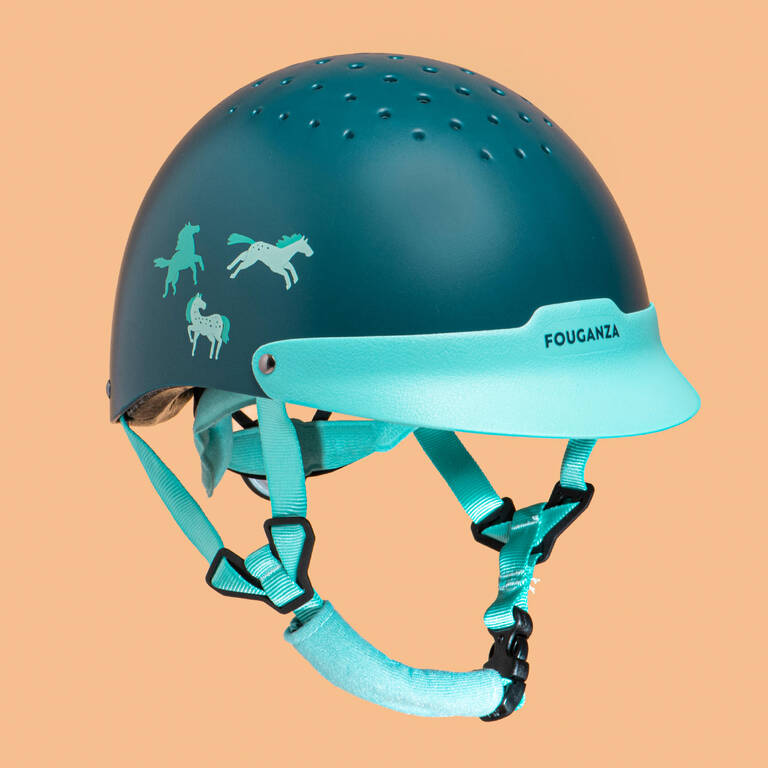 Horse Riding Helmet 100 - Green/Turquoise