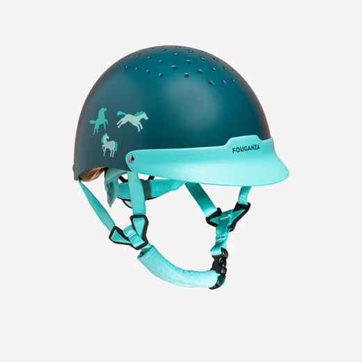 
      Kids' Horse Riding Helmet 100 - Green/Turquoise
  