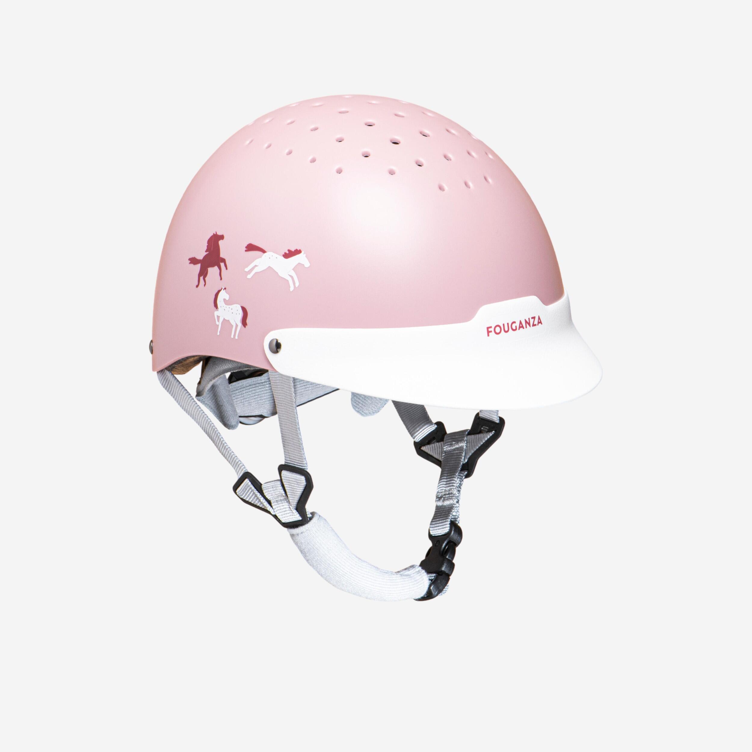 Kids' Horse Riding Helmet - 100 Pink - FOUGANZA