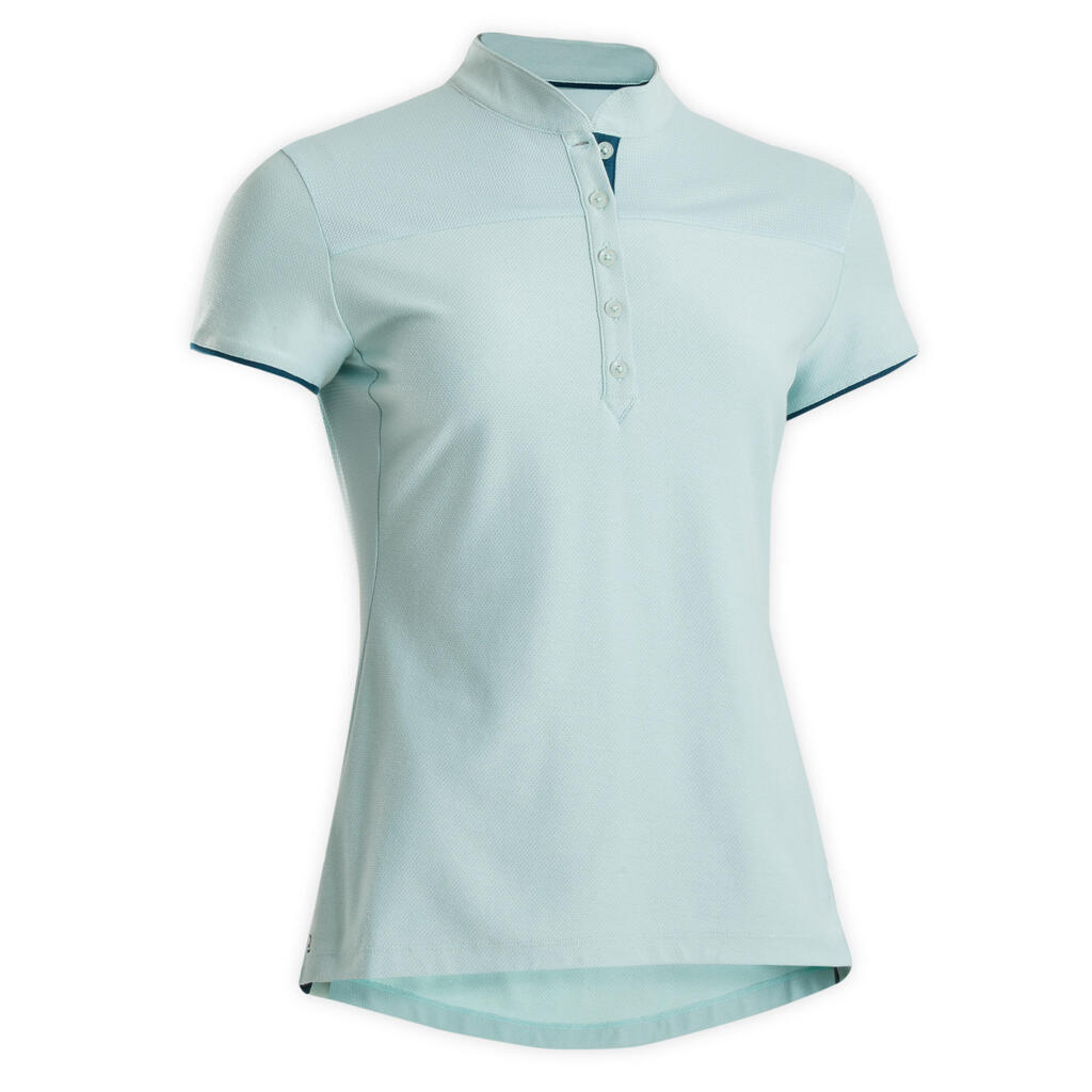 Camisa polo de equitación para Mujer - Fouganza 500 verde