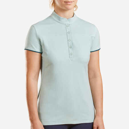 Camisa polo de equitación para Mujer - Fouganza 500 verde