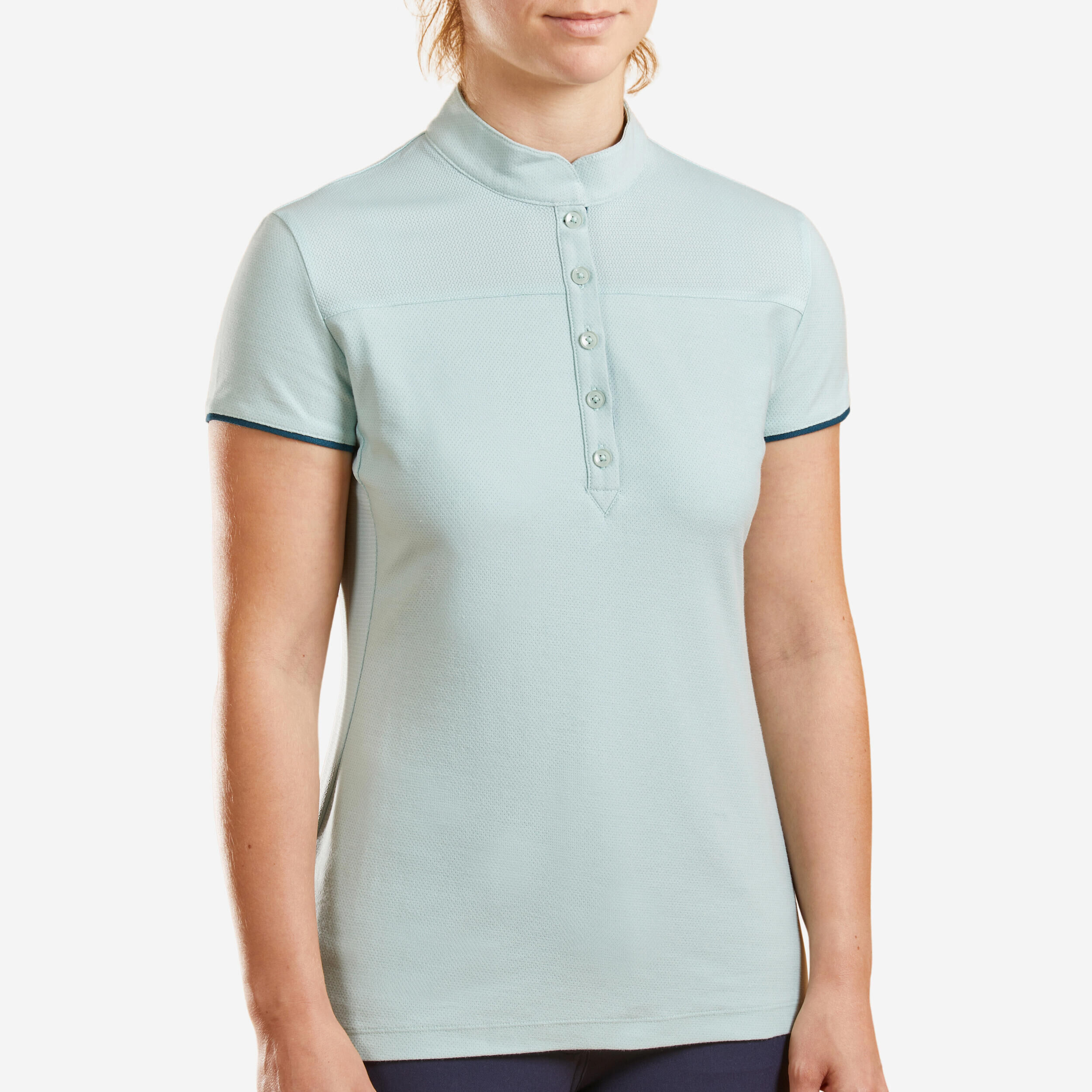 FOUGANZA Women's Horse Riding Short-Sleeved Polo Shirt 500 -Green