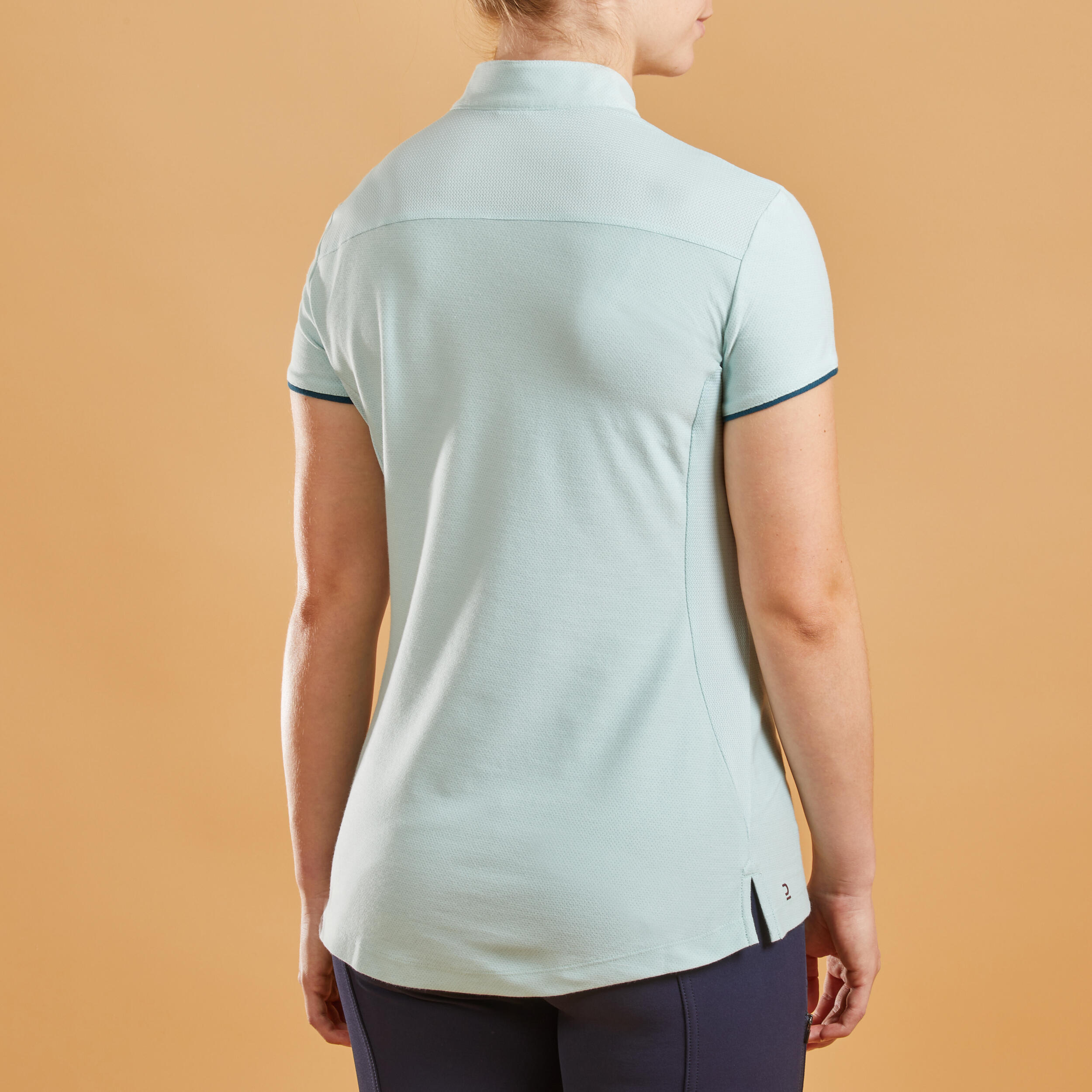Polo manches courtes équitation femme 500 vert 2/4