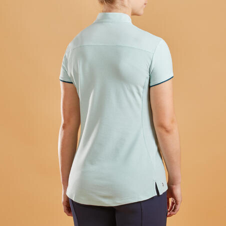 Сорочка-поло жіноча 500 для кінного спорту зелена