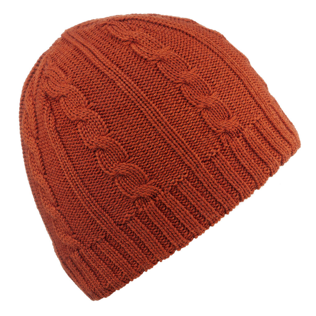 ADULT SKI HAT TORSADES WOOL TERRACOTTA