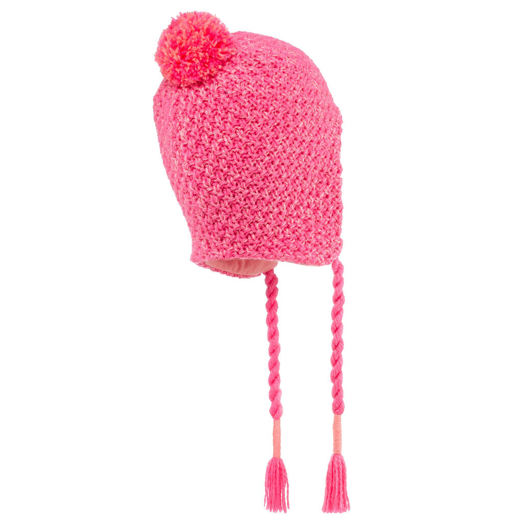 Bērnu slēpošanas cepure rozā, gaišā koraļļu krāsā