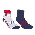 Kids' Socks AT 500 Mid 2-Pack - Plain Navy and White Red Navy Stripes