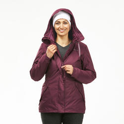 Abrigo de montaña y nieve impermeable Mujer Quechua SH100 X-Warm granate