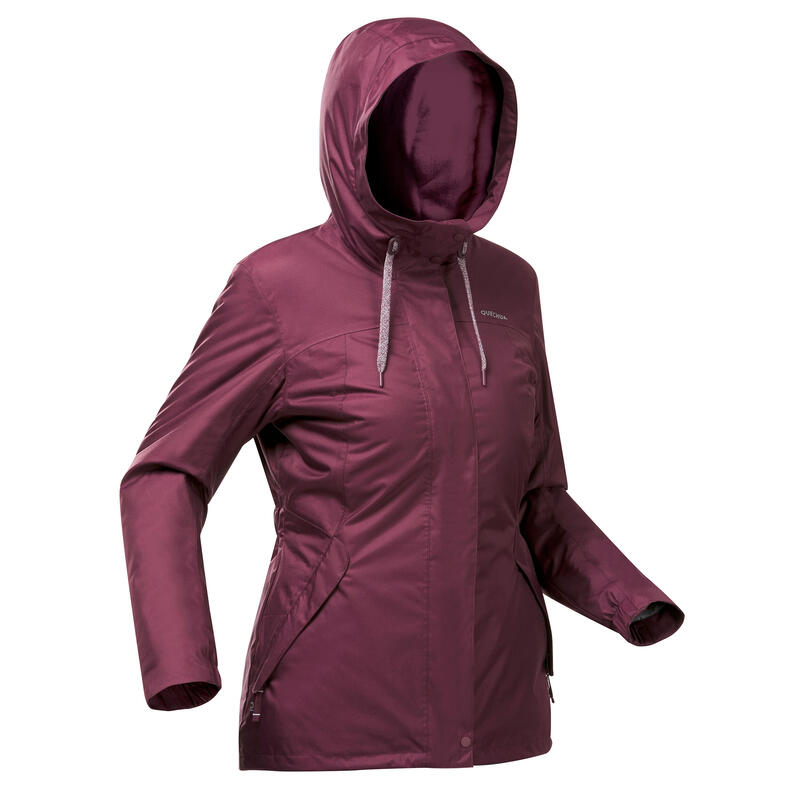 Winterjacke Damen bis -10 °C wasserdicht Winterwandern - SH500 bordeux